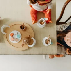 Doll-Sized Wooden Tea Set