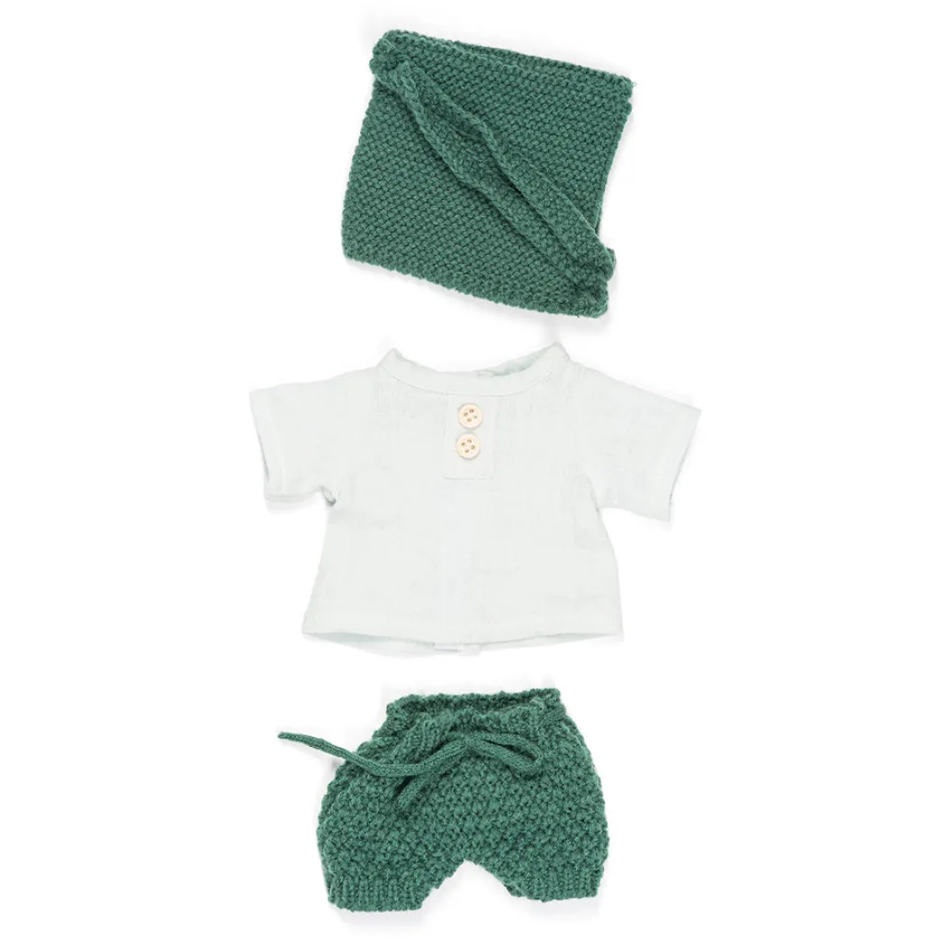 Knit Doll Outfit - 12" Forest Set & Bonnet