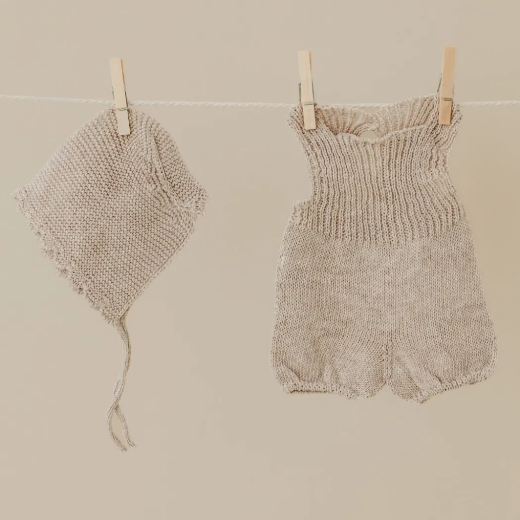 Knit Doll Outfit – 15" Romper & Bonnet