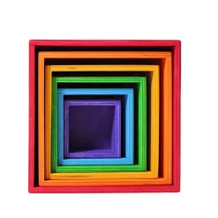 Large Rainbow Wooden Nesting Cubes
