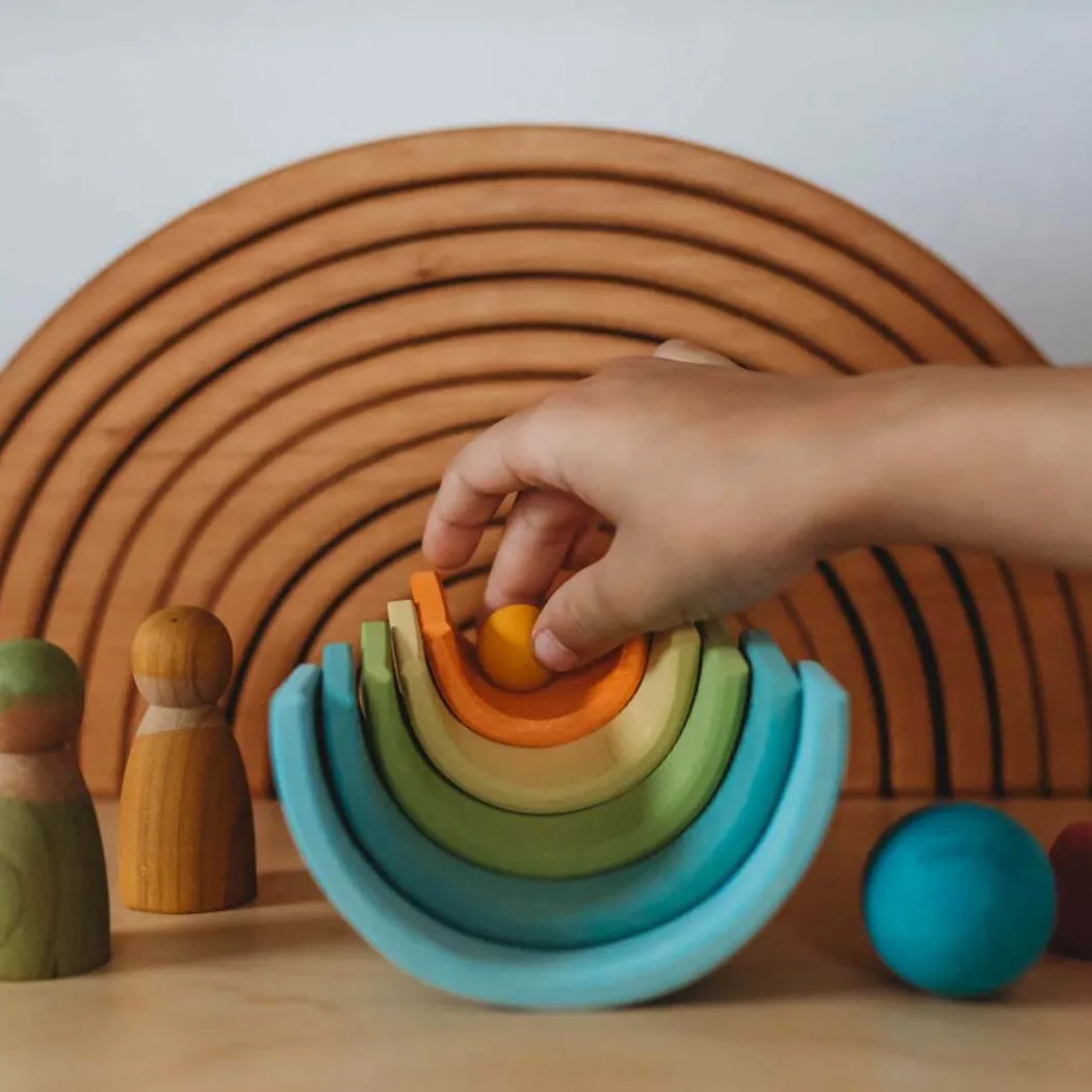 Mini Wooden Rainbow Stacker - Pastel