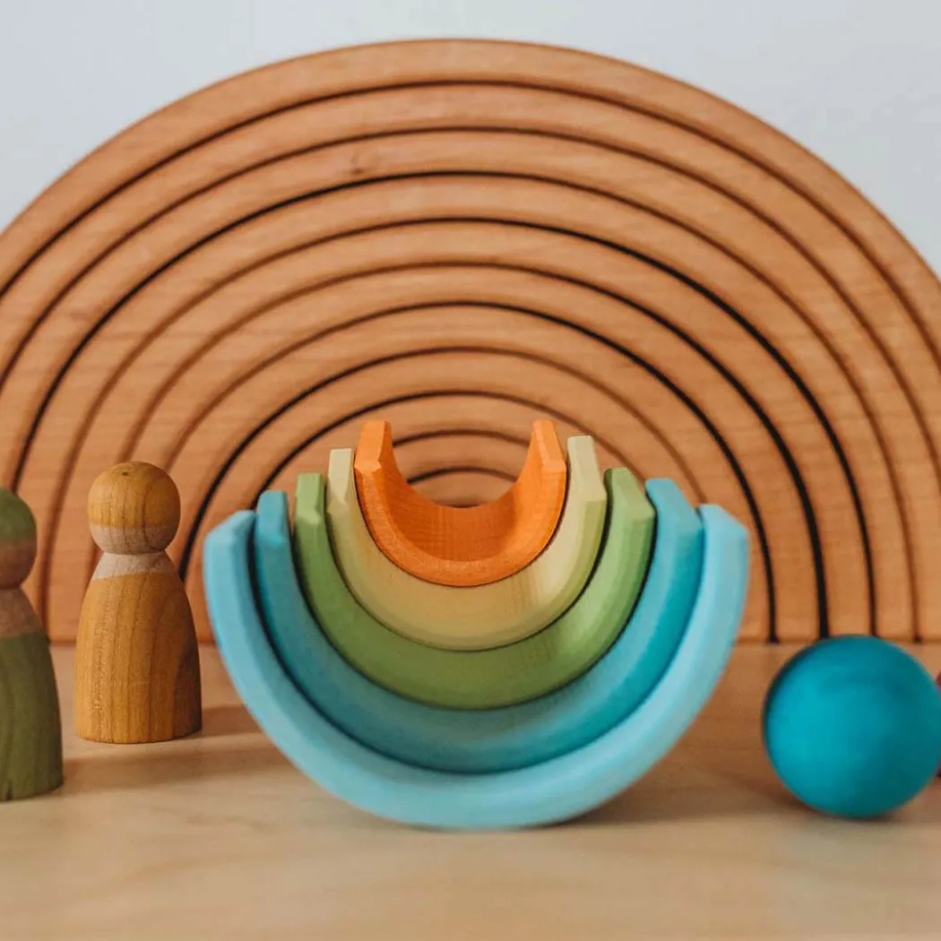 Mini Wooden Rainbow Stacker - Pastel