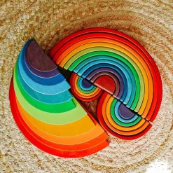 12-Piece Wooden Rainbow Stacking Tunnel