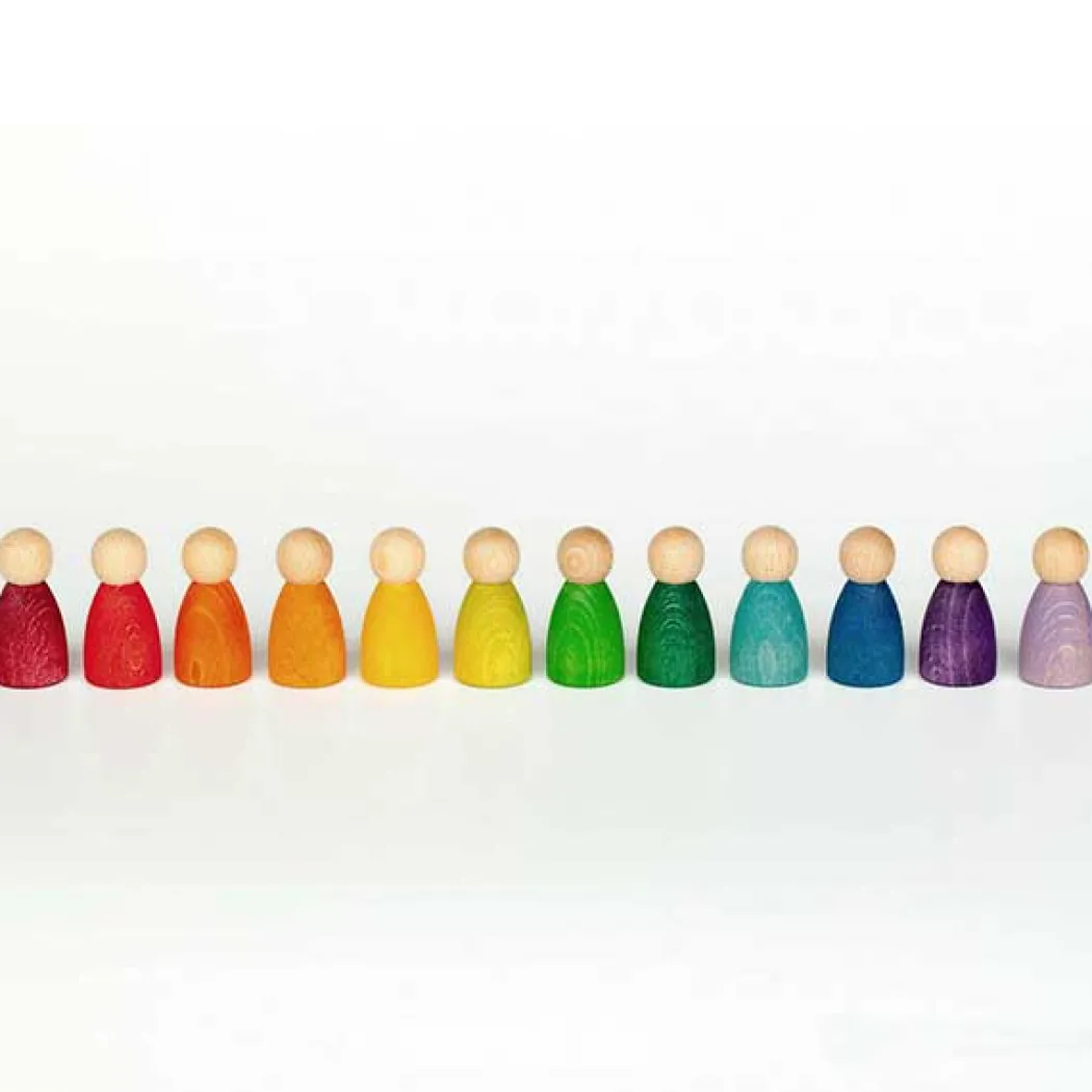 12 Rainbow Nins - Wooden Peg People
