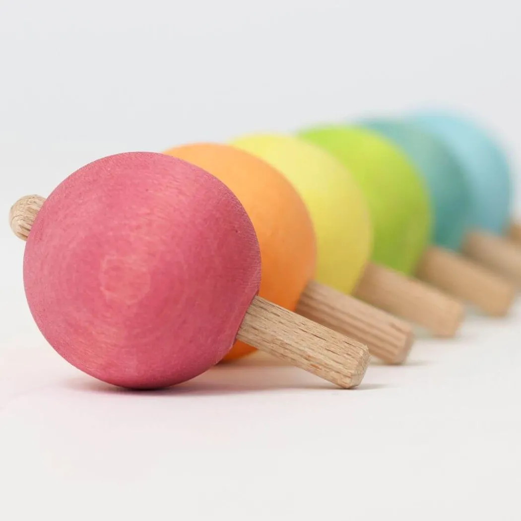 Rainbow Spinning Tops - Set of 6