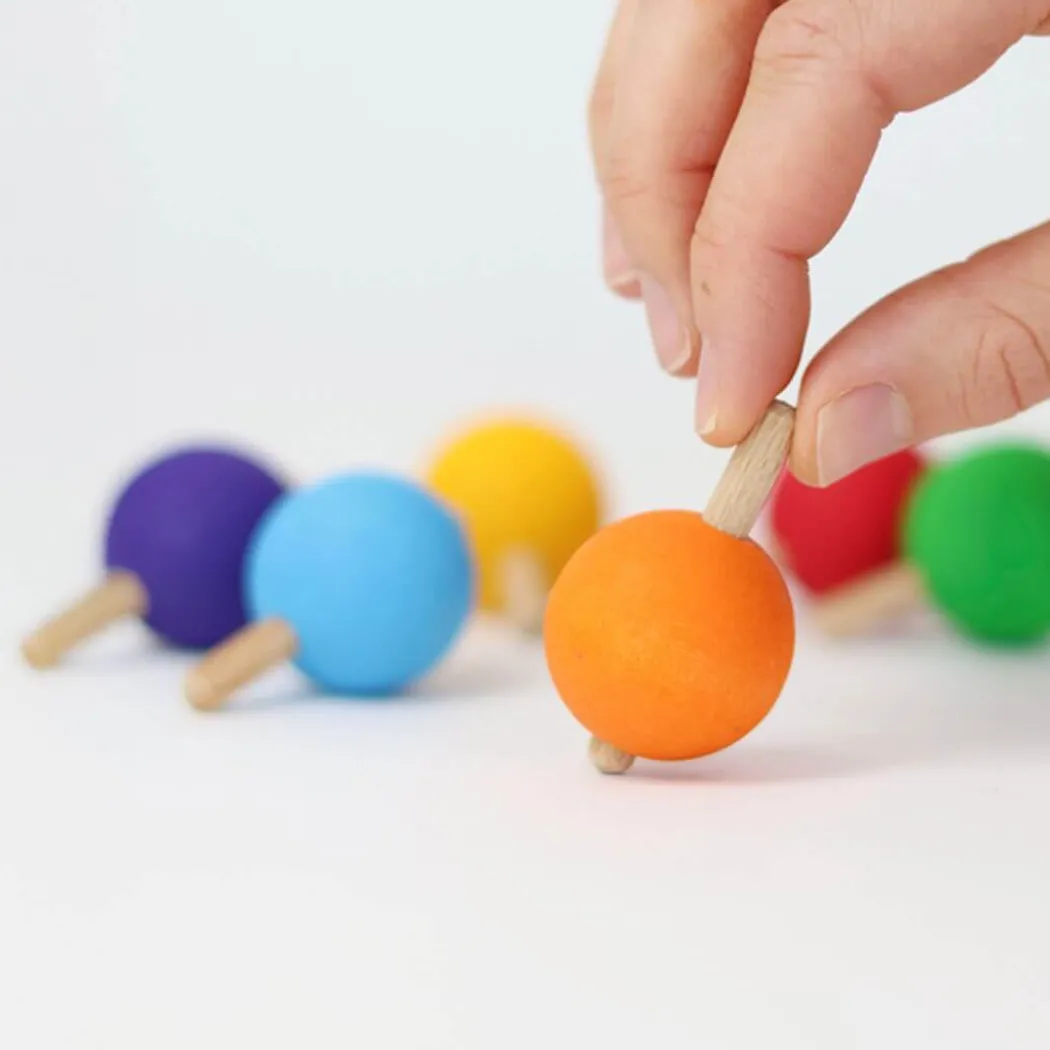 Rainbow Spinning Tops - Set of 6