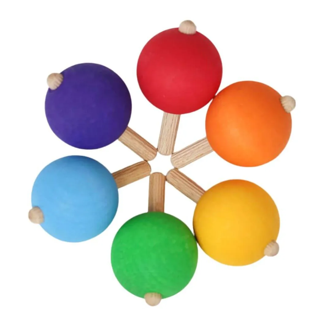 Rainbow Spinning Tops - Set of 6