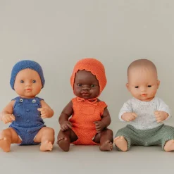 Red Knit Doll Romper and Bonnet Set - 12