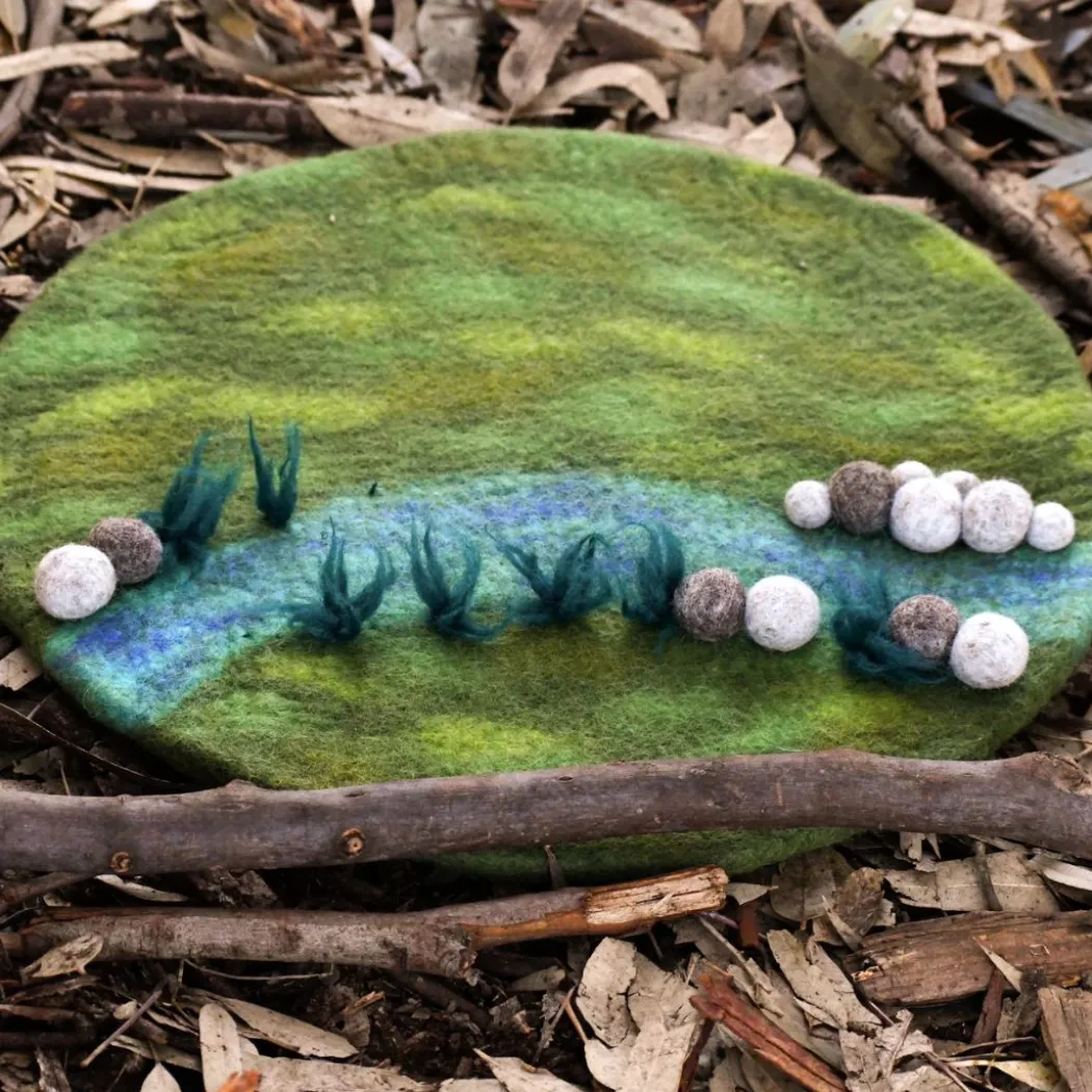 Round Felted River Play Mat
