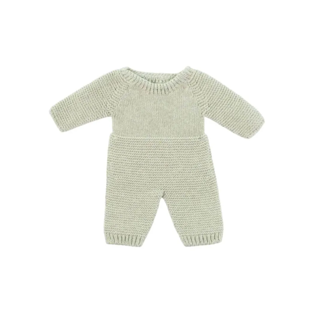 Sage Green Knit Doll Pajamas - 12''