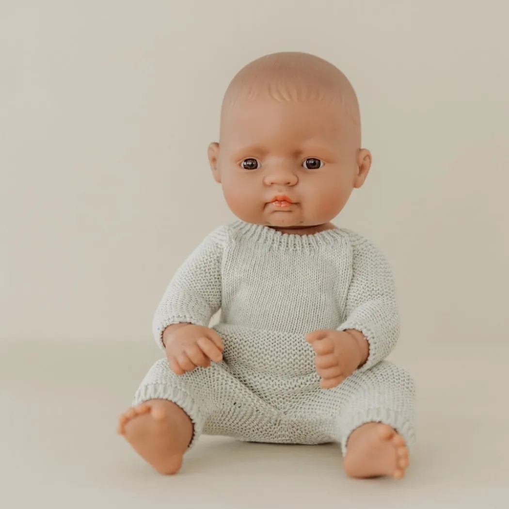 Sage Green Knit Doll Pajamas - 12''