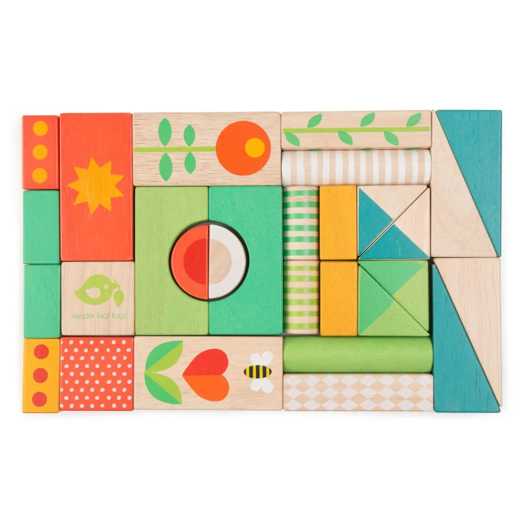 Wooden Baby Walker and Garden Blocks Set