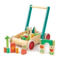 Wooden Baby Walker and Garden Blocks Set