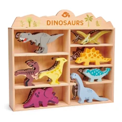 Wooden Dinosaur Figures and Display Case