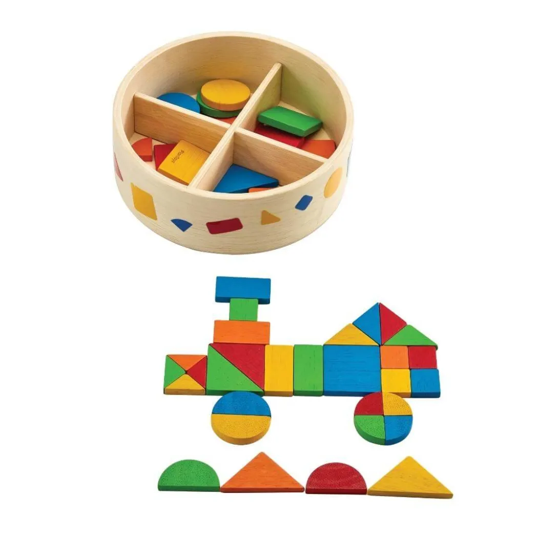 Wooden Mosaic Shapes with Container