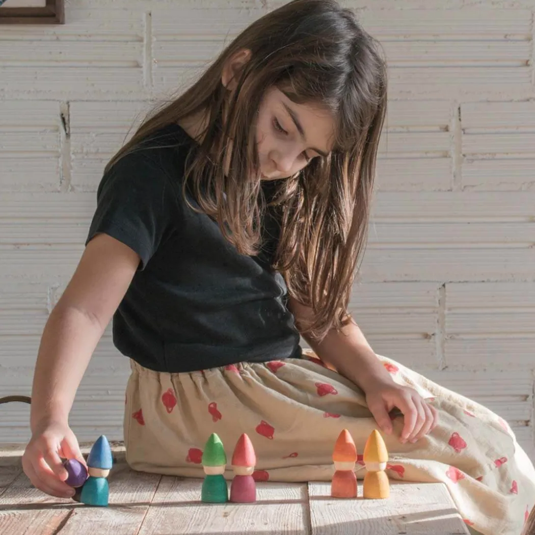 6 Wooden Rainbow Tomten Figures