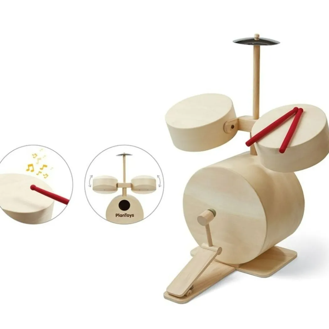 Wooden Toy Drum Set with Cymbals